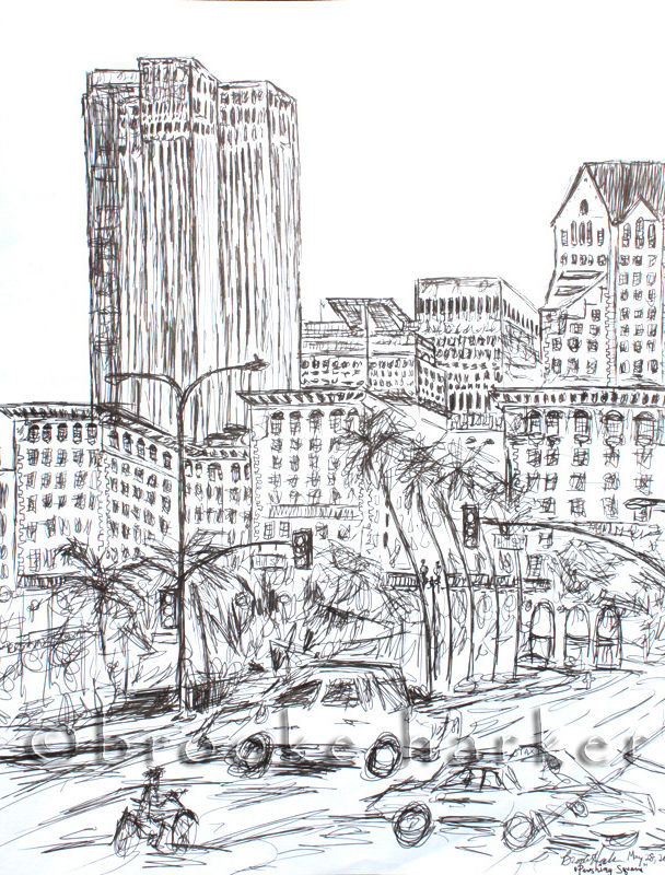 Pershing Square | 14″ x 11″ | Ink on paper | SOLD