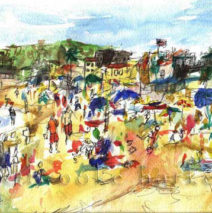 Mission Beach San Diego | Ink, watercolor, pencil on paper | SOLD