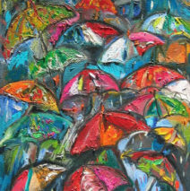 Umbrellas | 26″ x 16″ | Oil on Canvas SOLD