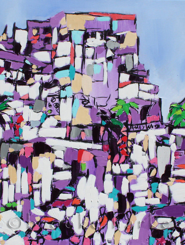 Concrete Castles | 48″ x 48″ x 2.5″ | ink, oil & acrylic on canvas | by Brooke Harker