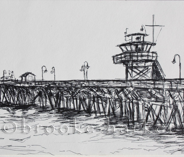 San Clemente Pier | 5″ x 7.75″ | Ink, watercolor, pencil