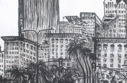 Pershing Square | 84 x 66 x 3.75 | ink & acrylic on canvas | by Brooke Harker | SOLD