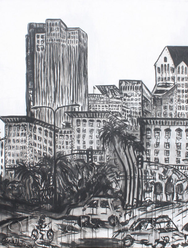 Pershing Square | 84 x 66 x 3.75 | ink & acrylic on canvas | by Brooke Harker | SOLD