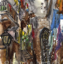 Barcelona Alley | 11.5″ x 9″ | Ink, watercolor & pencil | SOLD