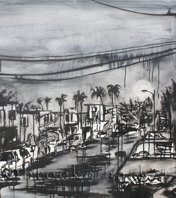 Laguna Asleep  | 36″ x 42″ x 2.75″ | ink & acrylic on canvas | by Brooke Harker | SOLD