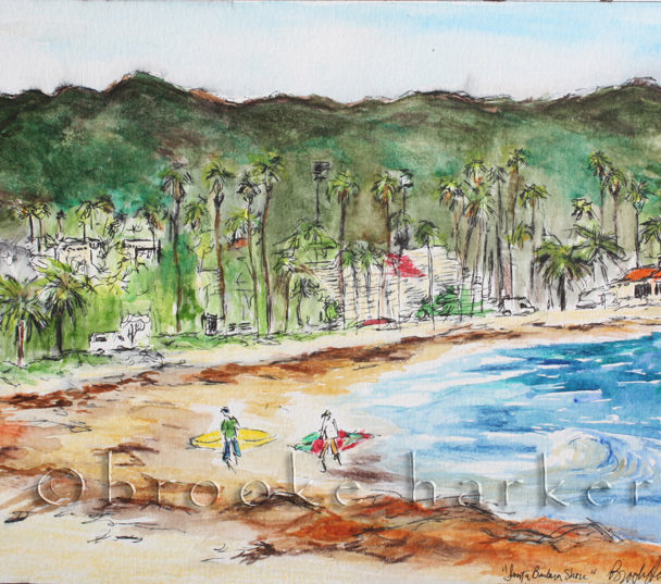 Santa Barbara Shore | 7.5″ x 11″ | Ink, watercolor, pencil | SOLD