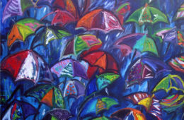 Umbrellas 2 | 24″ x 24″ | Oil on Canvas SOLD