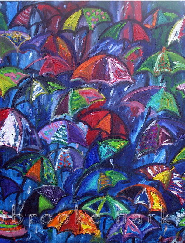 Umbrellas 2 | 24″ x 24″ | Oil on Canvas SOLD