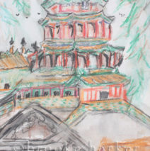 Summer Palace of Empress Xixi | 9″ x 6″ | Ink, watercolor, pencil | SOLD