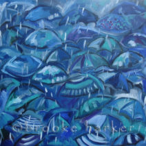 Blau Brellas | 20″ x 20″ | Oil on Canvas