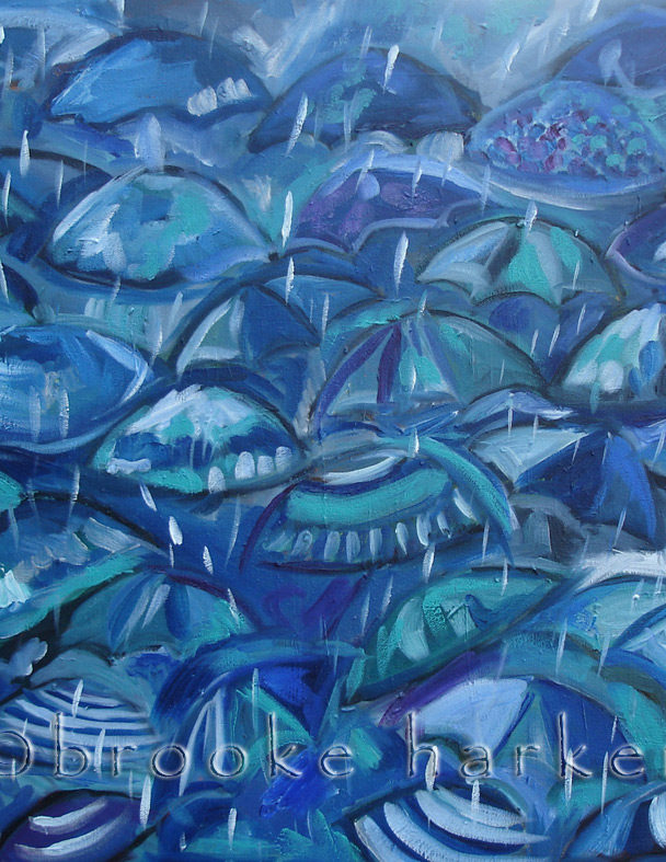 Blau Brellas | 20″ x 20″ | Oil on Canvas