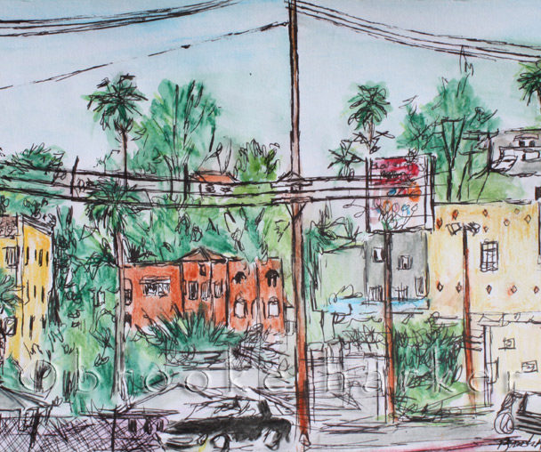 Silverlake 1 | 5″ x 7.75″ | Ink, watercolor & pencil | SOLD