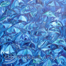 Brellas in Blue | 24″ x 24″ | Oil on Canvas SOLD