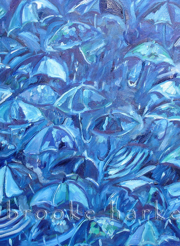 Brellas in Blue | 24″ x 24″ | Oil on Canvas SOLD