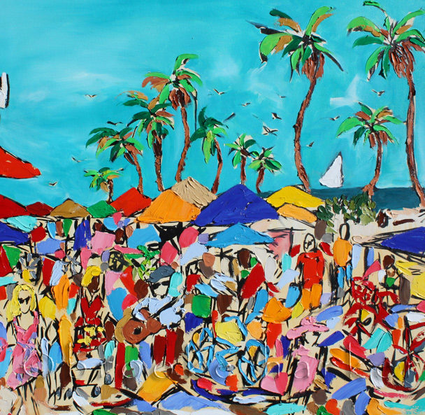 Venice Beat 2 | 36″ x 48″ x .75″ | Ink, oil & acrylic on canvas | by Brooke Harker | SOLD