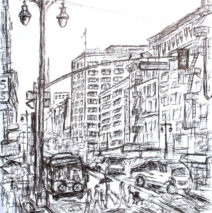 Afternoon Downtown LA 1 | 14″ x 11″ | Ink on paper