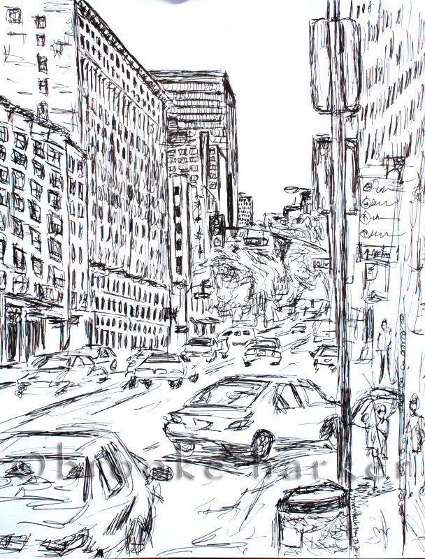 Afternoon Downtown LA 3 | 14″ x 11″ | Ink on paper