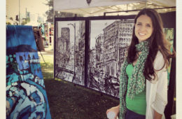 Brooke Harker with Angel City 1 & 2 at The Beverly Hills Art Show