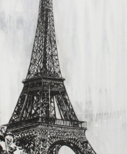 Eiffel Tower | 84″ x 38″ x 2.5″ | ink & acrylic on canvas | by Brooke Harker | SOLD