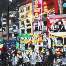 Hong Kong Youth | 40″ x 26″ | ink, oil & acrylic on canvas | by Brooke Harker