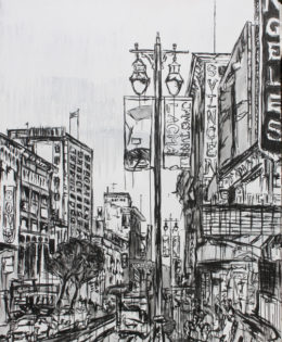 Waking the City | 84 x 66 x 3.75 | ink & acrylic on canvas | by Brooke Harker | SOLD