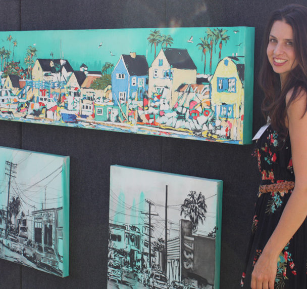 Brooke Harker with “Coastal Town” & “Abbot Kinney 1 & 2”