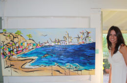 artist Brooke Harker with Coastal Dreamin’ at Malibleu Gallery