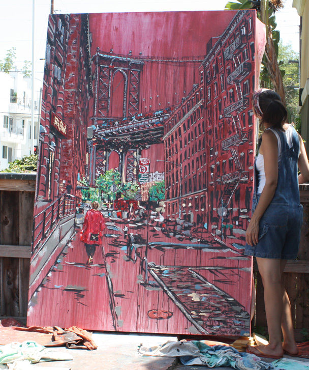 artist Brooke Harker after completing “Heather in Brooklyn”