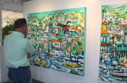 viewing “Avalon Days 1 & 2” by Brooke Harker at Malibleu Gallery in Malibu, CA