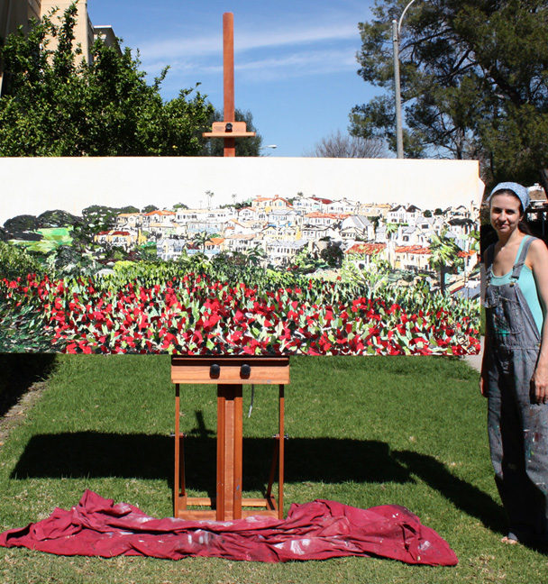 artist Brooke Harker with “Heart of the View”