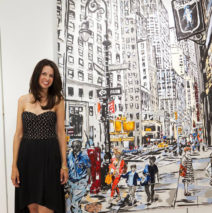 artist Brooke Harker with Corner of Pearl, original painting