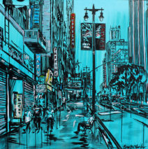 Song of Downtown | 44 x 46 | ink, oil & acrylic on canvas | by Brooke Harker | SOLD