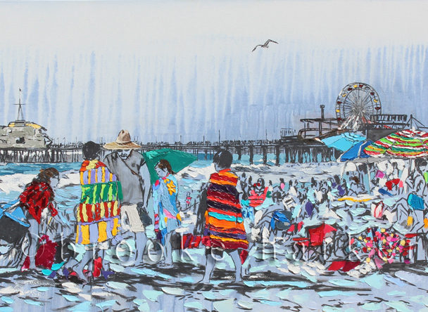 Knitting the Shore | 22 x 49 | ink, oil & acrylic on canvas | by Brooke Harker | SOLD