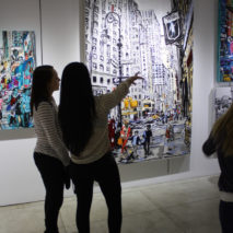 ladies viewing original paintings by Brooke Harker