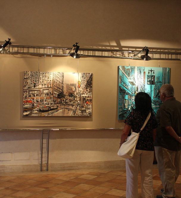 viewing artworks by Brooke Harker at Villa Comunale