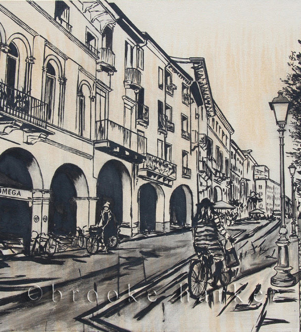 A Vicenza Lifetime | 36″ x 54″ | ink & acrylic on canvas | by Brooke Harker | SOLD