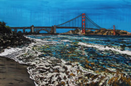 Golden Gate Shores | 42 x 72 | ink, oil & acrylic on canvas | by Brooke Harker | SOLD