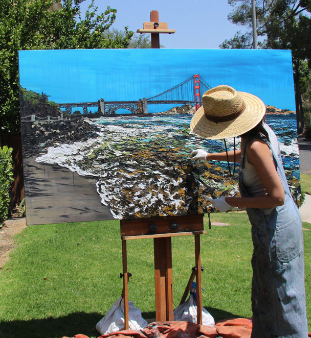 artist Brooke Harker continues painting “Golden Gate Shores”