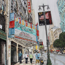 Kevin in the City | 84 x 56 | ink, oil & acrylic on canvas | by Brooke Harker | SOLD