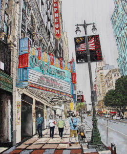 Kevin in the City | 84 x 56 | ink, oil & acrylic on canvas | by Brooke Harker | SOLD