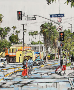 Boulevard Smile | 58″ x 60″ | ink, oil & acrylic on canvas | by Brooke Harker | on-hold