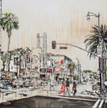 Hollywood & Vine | 54 x 74 | ink, oil & acrylic on canvas | by Brooke Harker | SOLD