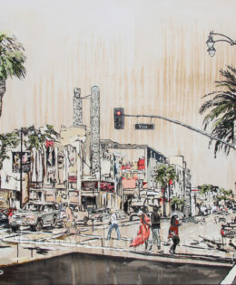 Hollywood & Vine | 54 x 74 | ink, oil & acrylic on canvas | by Brooke Harker | SOLD