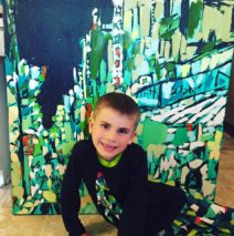 pajamas to match a cityscape painting by Brooke Harker