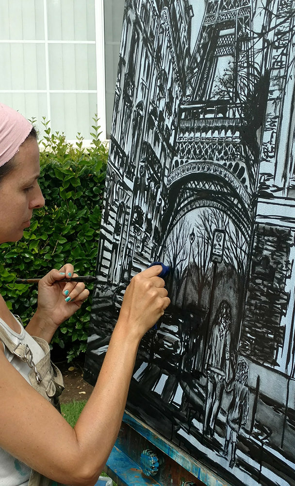 artist Brooke Harker painting Dreams of Paris