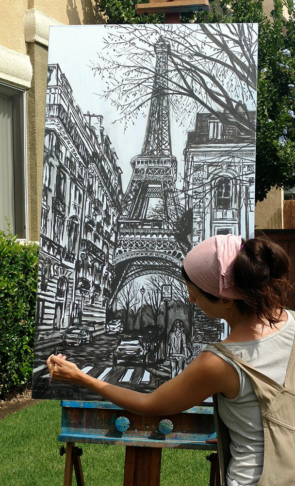 artist Brooke Harker painting Dreams of Paris