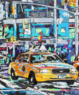 Jewel of the City | 30 x 30 | ink, acyrlic & oil on canvas | by Brooke Harker | SOLD