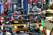 Harker painting “Parade of Taxis”