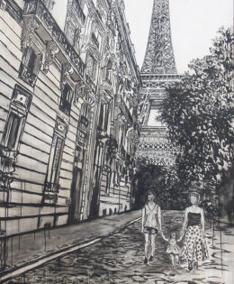 Sisters in Paris | by Brooke Harker | 78 x 55| ink & acrylic on canvas | SOLD