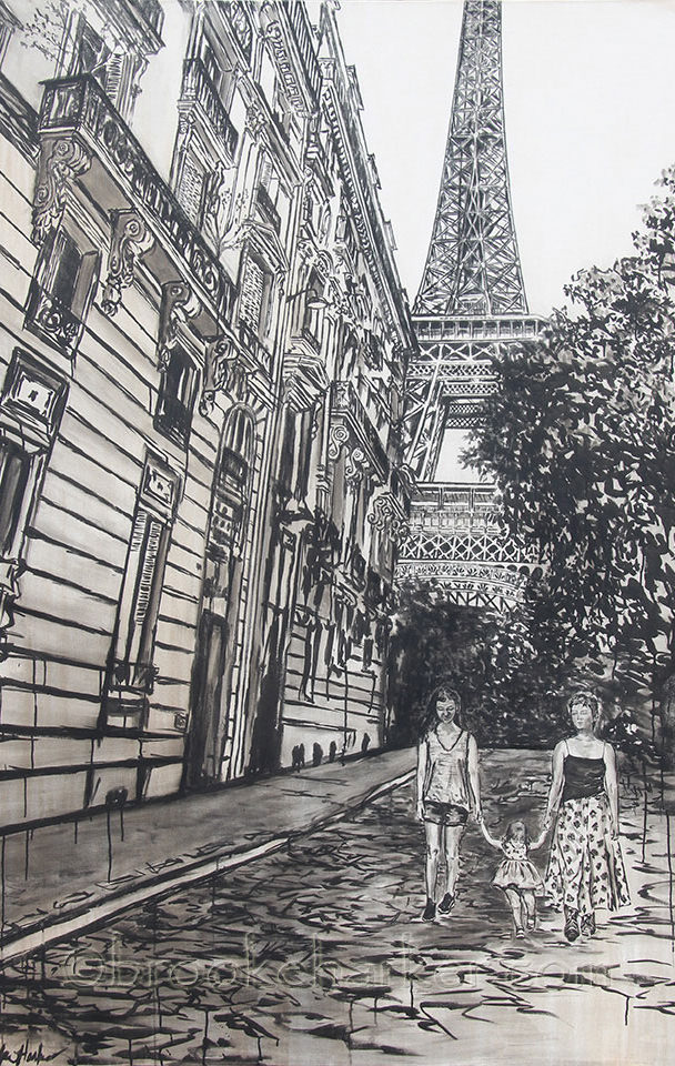 Sisters in Paris | by Brooke Harker | 78 x 55| ink & acrylic on canvas | SOLD